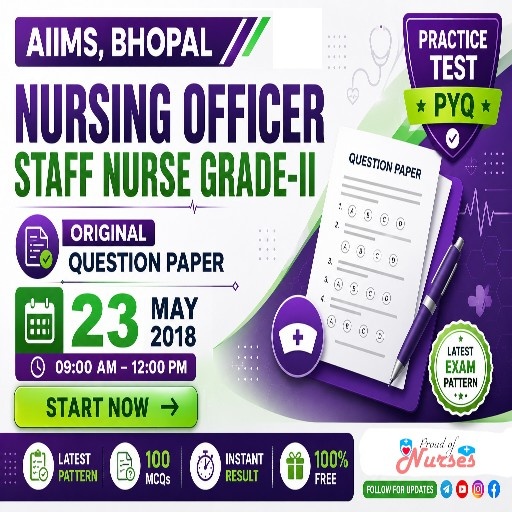 Read more about the article AIIMS Bhopal Nursing Officer Staff Nurse Grade II 2018 Shift 1 Question Paper PDF Download + Answers & Practice Test