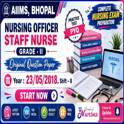 Read more about the article AIIMS Bhopal Nursing Officer Staff Nurse Grade II 2018 Shift 2 Question Paper PDF with Solutions & Online Practice Test